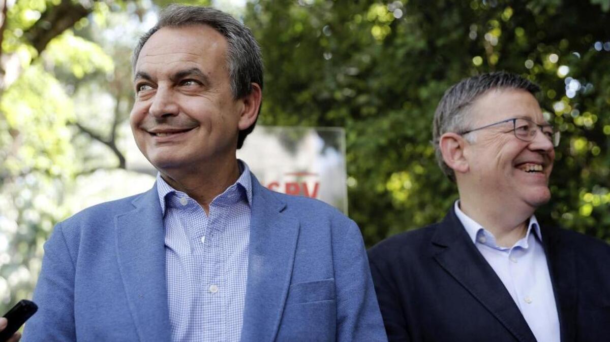 El ex presidente del Gobierno José Luís Rodriguez Zapatero,acompañado por el presidente de la Generalitat Valenciana, Ximo Puig.