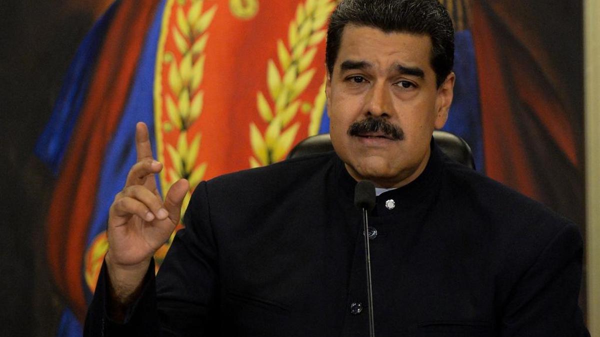 El presidente venezolano, Nicolás Maduro, habla durante una conferencia de prensa con corresponsales internacionales de prensa en el Palacio Presidencial de Miraflores, en Caracas, el 17 de octubre de 2017.