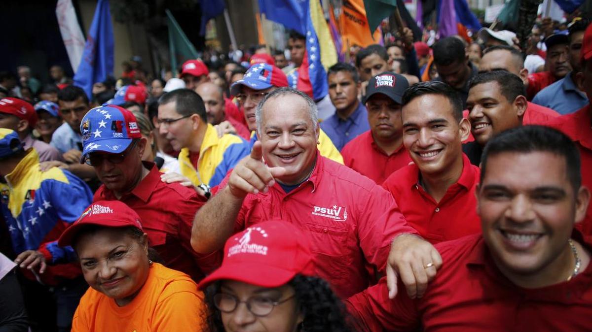 El diputado venezolano Diosdado Cabello en una marcha del chavismo el 14 de agosto de 2017 en Caracas, Venezuela.