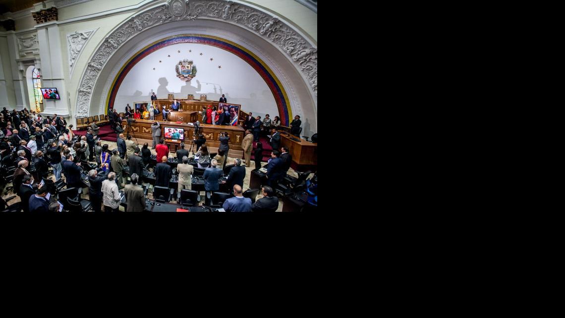 
Vista general del acto de juramentación de la directiva de la Asamblea Nacional de Venezuela (AN) el lunes 5 de enero del 2015, en el hemiciclo de la Asamblea, en la ciudad de Caracas (Venezuela). 
