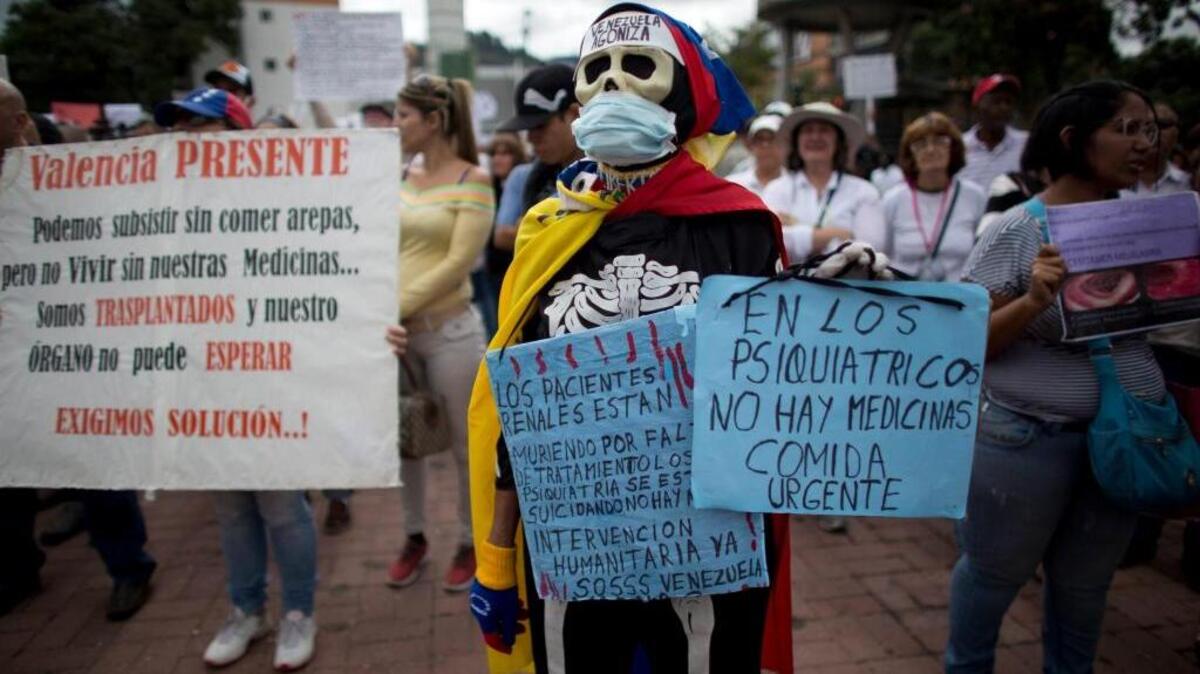 Una protesta en Caracas el 8 de febrero del 2018 por la crisis en los servicios médicos en el país.