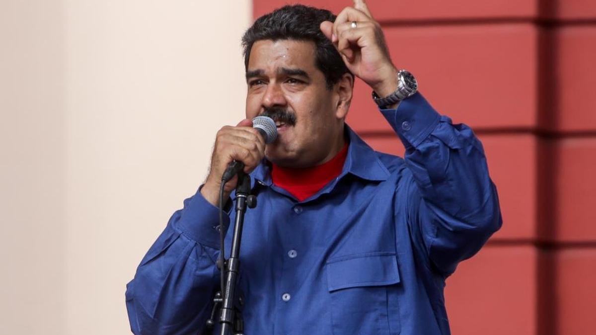 El presidente venezolano, Nicolás Maduro, participa en una manifestación el jueves 9 de junio de 2016 en el Palacio de Miraflores, en Caracas (Venezuela).