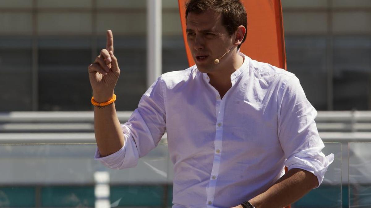 El presidente de Ciudadanos (C’s), Albert Rivera, durante un evento con jóvenes españoles el sábado.