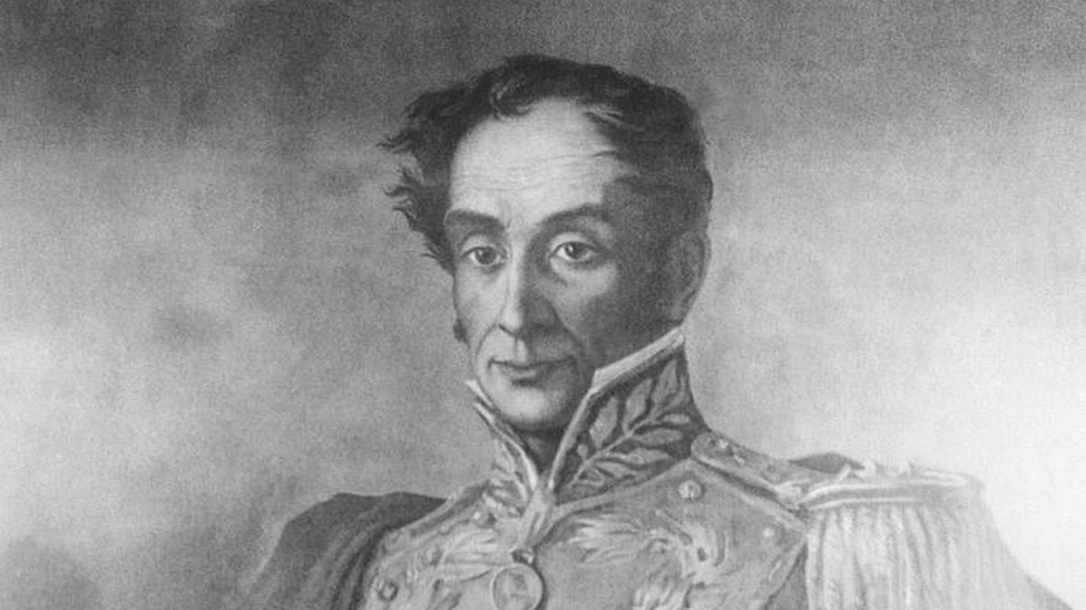 El héroe independentista Simón Bolívar en un retrato del pintor colombiano Ricardo Acevedo Bernal, sin fechar.