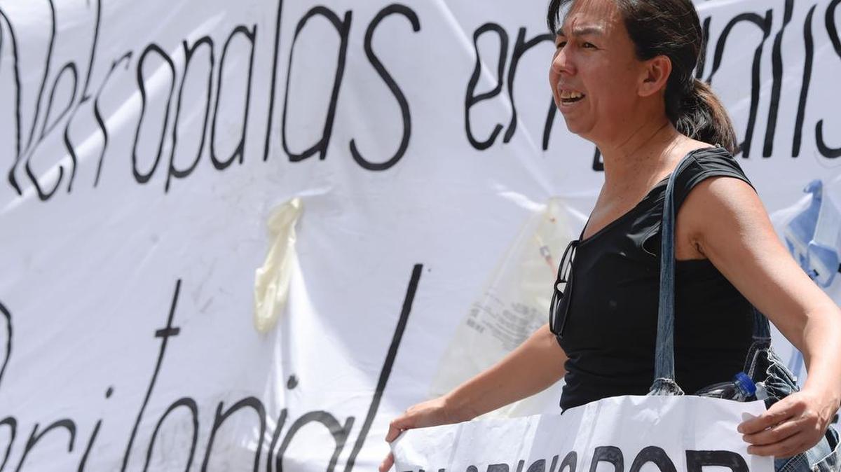 Una activista protesta el miércoles frente a la sede del Seguro Social en Caracas. Los disturbios y protestas que ya pasan de 100 dias en Venezuela mantienen al país en ascuas sin que se vea una salida aceptable.
