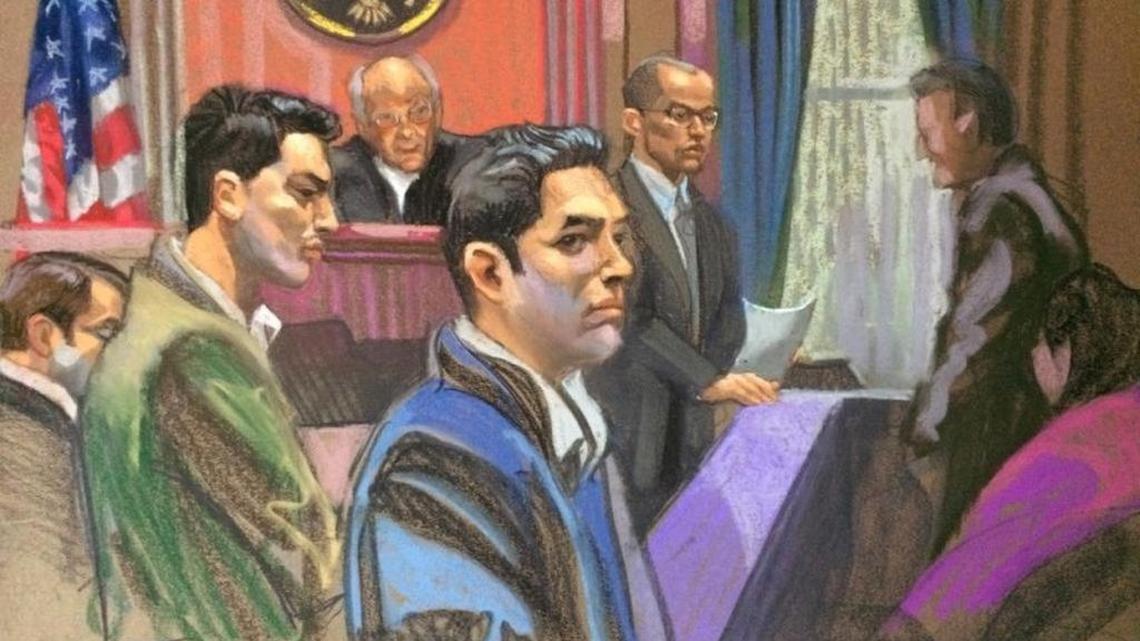 Francisco Flores , izquierda, y Efraín Campo, en la audiencia donde fueron declarados culpables la pasada semana en Nueva York.