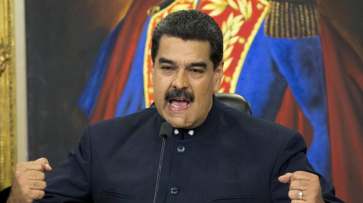 El gobernante venezolano Nicolás Maduro durante una conferencia de prensa en el Palacio de Miraflores el 17 de octubre del 2017.