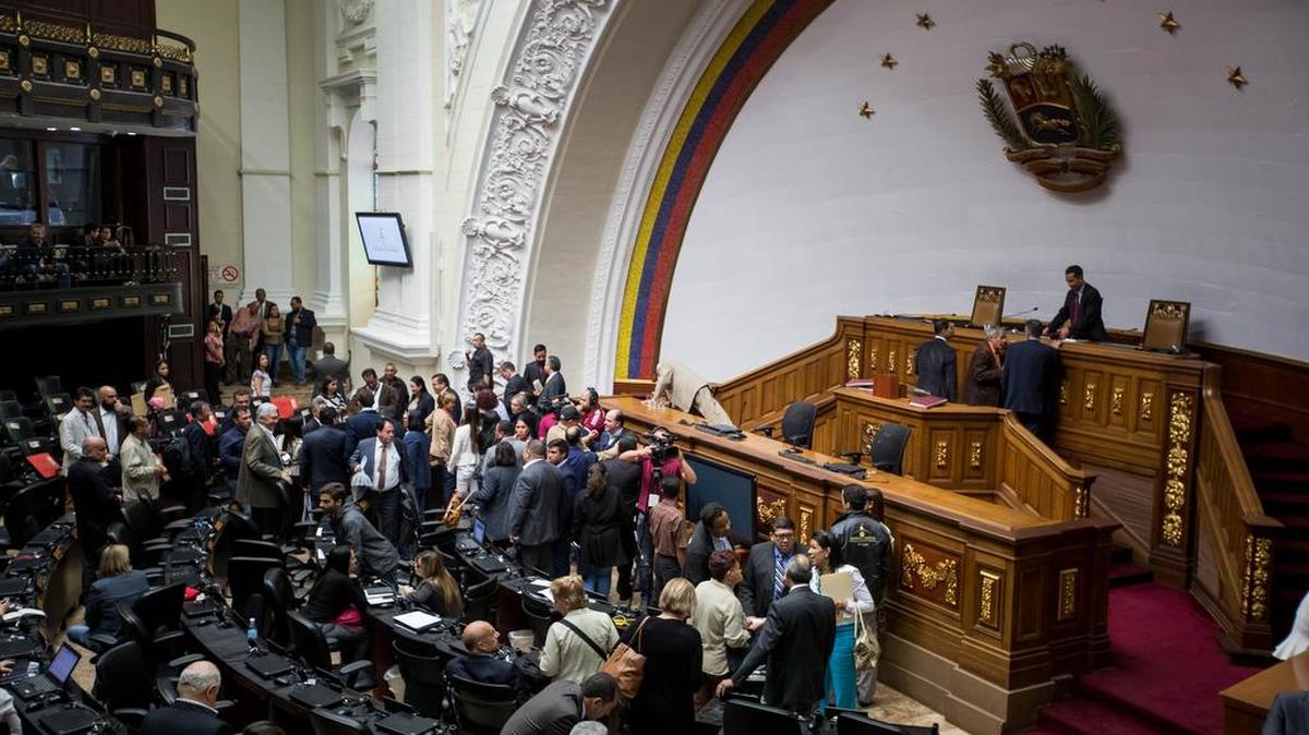 Vista parcial del hemiciclo de sesiones de la Asamblea Nacional el 15 de diciembre de 2016, en Caracas (Venezuela).