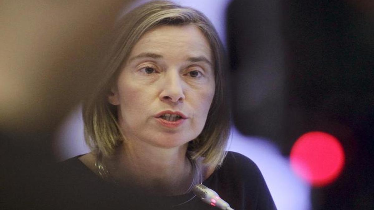 La alta representante de la Unión para Asuntos Exteriores, Federica Mogherini, interviene en la conferencia Lennart Meri en Tallinn, Estonia, el 12 de mayo de 2017.