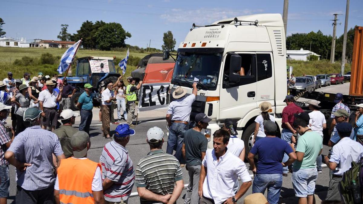 El martes, los productores de leche y agricultores uruguayos cortaron rutas en 10 de los 19 departamentos del país en protesta por el aumento generalizado de tarifas e impuestos y para reclamar al gobierno que gestione el pago de la deuda ante Venezuela.