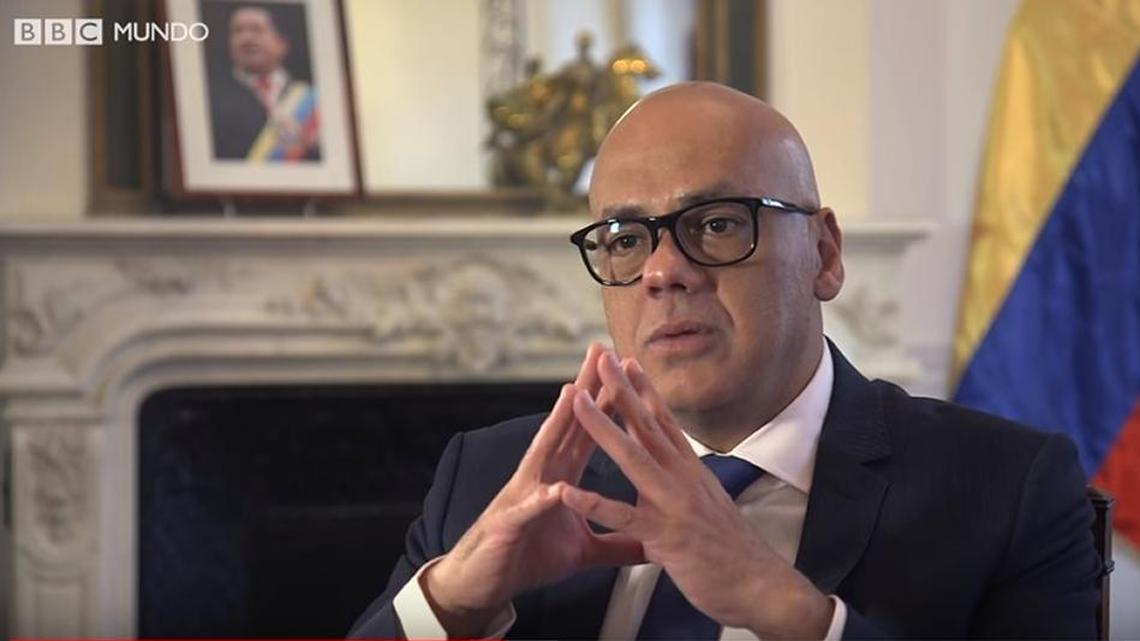Jorge Rodríguez, ministro de Comunicación de Venezuela, en una entrevista para BBC Mundo el pasado jueves 29 de marzo del 2018.