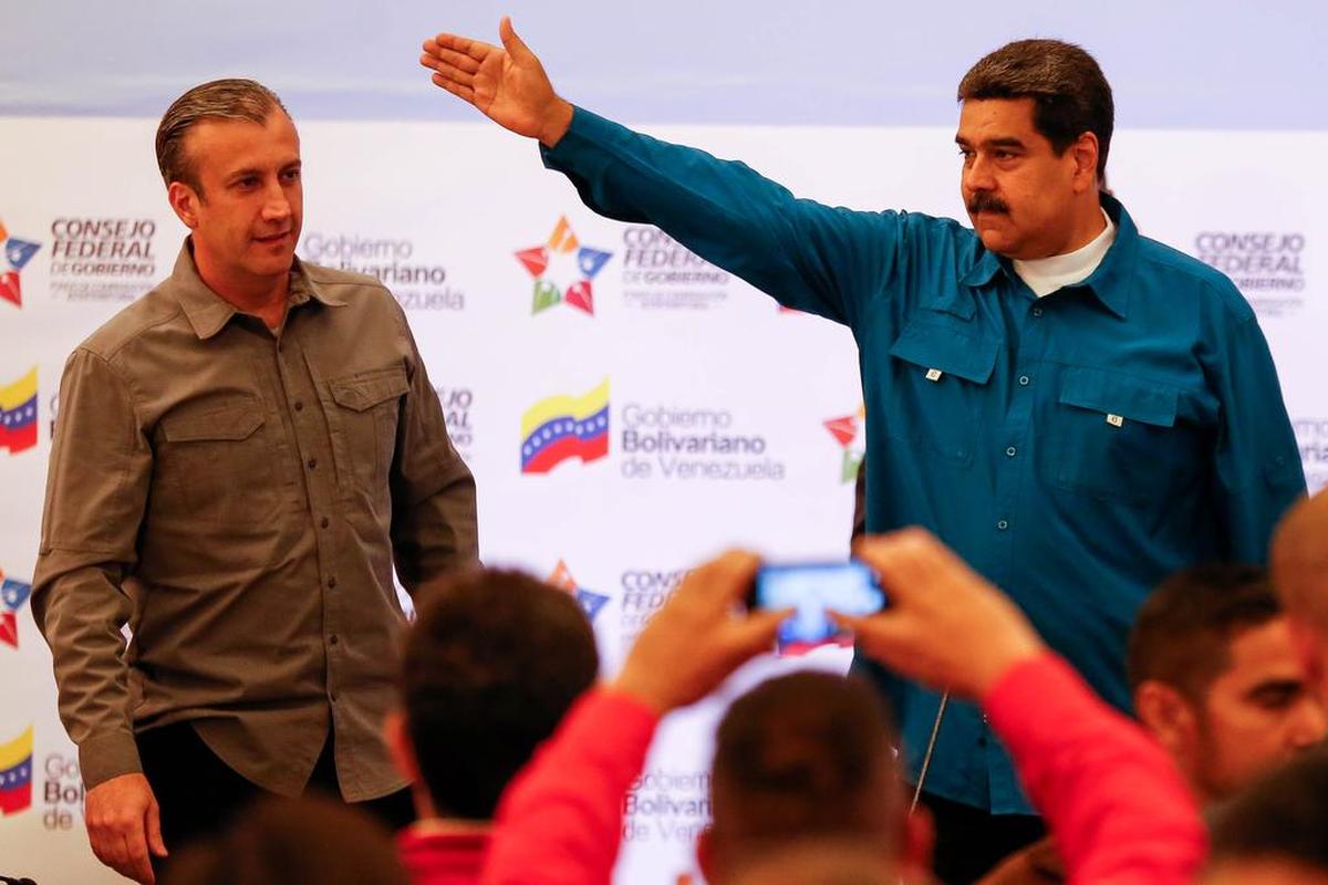 Nicolás Maduro y Tareck El Aissami participan en el Consejo federal de gobierno, junto a gobernadores y alcaldes de las regiones del país, el lunes 28 de mayo de 2018, en Caracas.