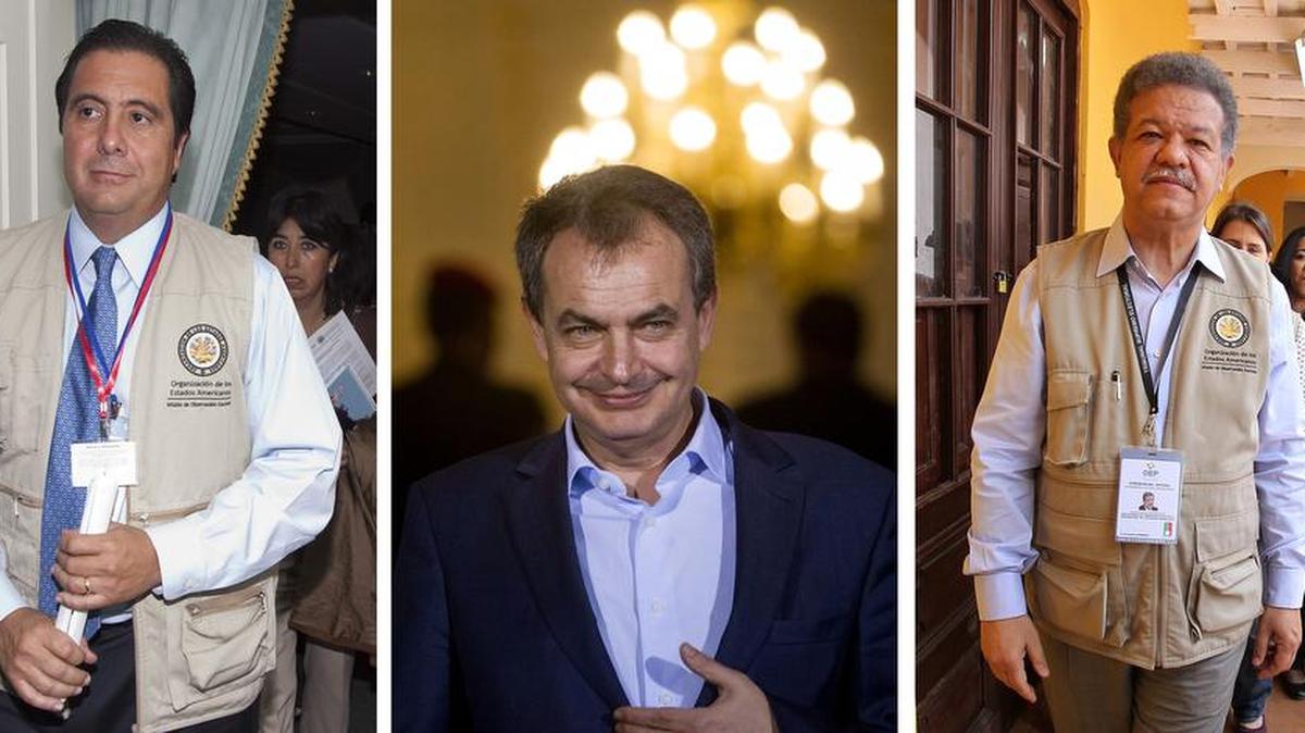 Combo de fotografías de archivo de los ex presidentes, de izquierda a derecha, Martín Torrijos (Panamá); José Luis Rodríguez Zapatero (España), y Leonel Fernández (República Dominicana).