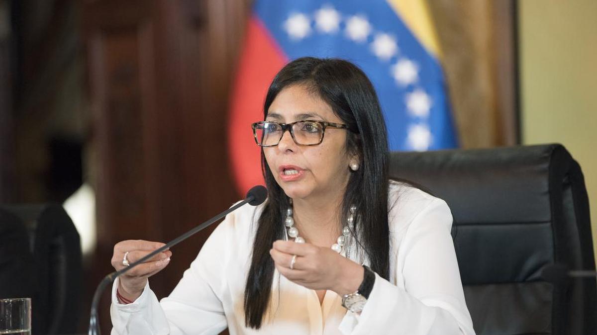 La canciller venezolana Delcy Rodríguez, durante una conferencia de prensa el 29 de marzo de 2017, en Caracas.