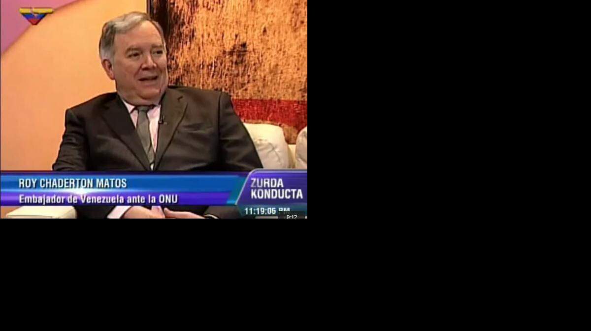Roy Chaderton, embajador venezolano ante la Organización de Estados Americanos (OEA), participa el lunes en el programa "Zurda Konducta" del canal estatal Venezolana de Televisión.