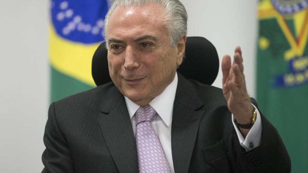El presidente de Brasil, Michel Temer, participa en una reunión con los presidentes de las empresas aeroportuarias del país el lunes 29 de mayo de 2017, en el Palacio de Planalto en Brasilia (Brasil).