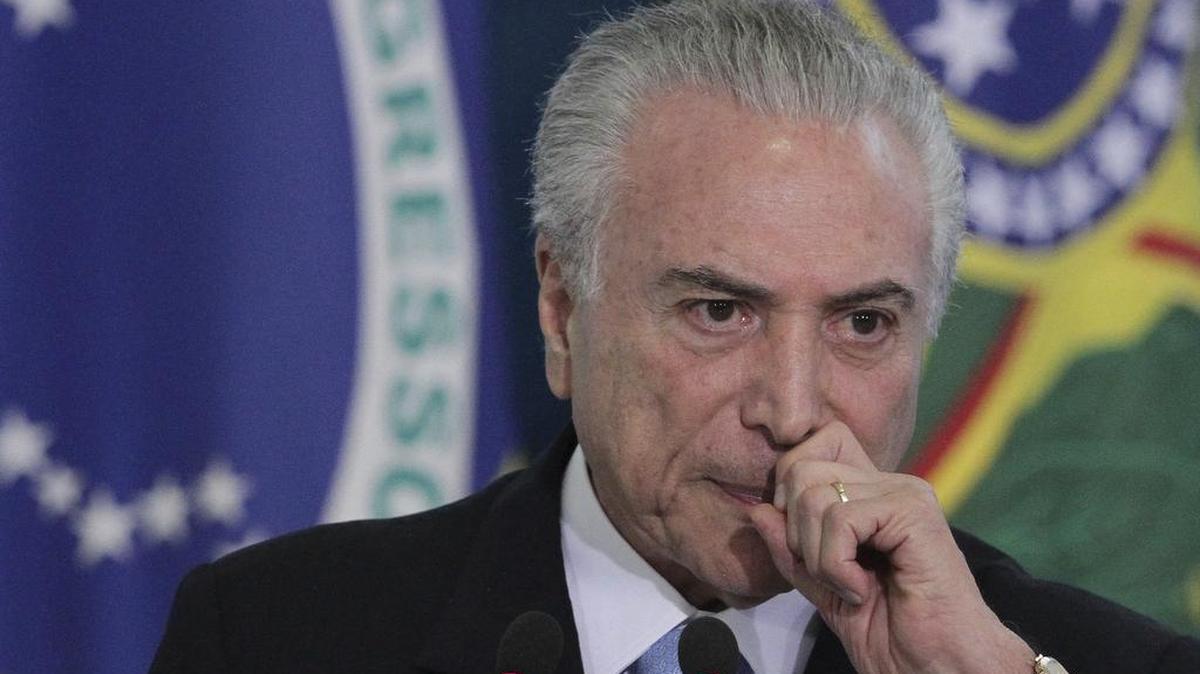 El presidente brasileño Michel Temer en la ceremonia de juramento del nuevo ministro de Justicia, este miércoles en Brasilia.