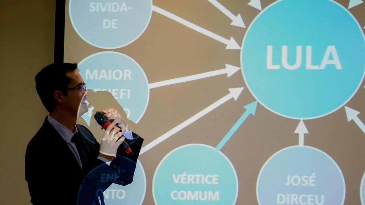 El fiscal Deltan Dellagnol ofrece una rueda de prensa el miércoles 14 de septiembre de 2016, en Curitiba (Brasil). Dallagnol, responsable del caso Petrobras, acusó hoy al expresidente brasileño Luiz Inácio Lula da Silva de ser el "comandante máximo" de la red de corrupción en la petrolera estatal, que movió miles de millones de dólares.