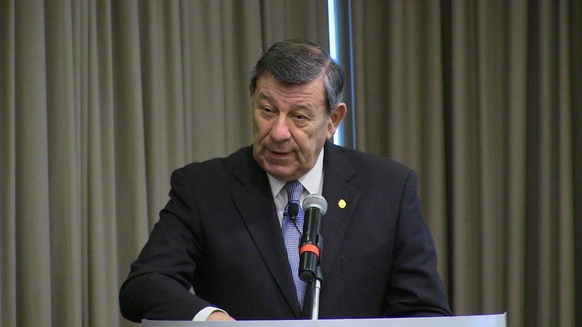 El canciller de Uruguay, Rodolfo Nin Novoa, habla el martes 31 de mayo de 2016, en el Hotel Sheraton de Montevideo (Uruguay) durante la conferencia “Relaciones Sur-Sur” organizada por la embajada de Sudáfrica en Uruguay y la Cámara de Comercio Uruguayo-Africana.