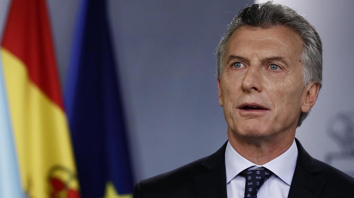El presidente de Argentina, Mauricio Macri, durante la rueda de prensa ofrecida junto al presidente del Gobierno español, Mariano Rajoy.