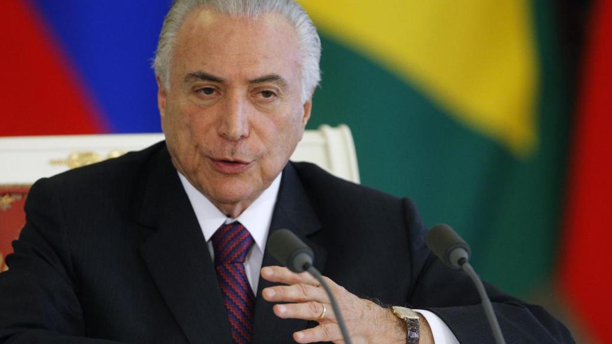 El presidente de Brasil, Michel Temer, durante una ceremonia de firmas con su homólogo ruso, Vladímir Putin, después de su reunión en el Kremlin de Moscú (Rusia) el 21 de junio de 2017.