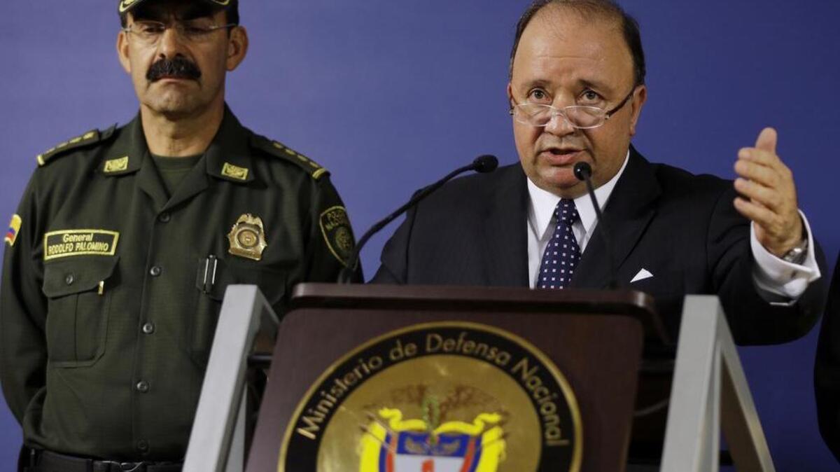
El ministro colombiano de Defensa Luis Carlos Villegas durante una conferencia de prensa a principios de agosto en Bogotá.
