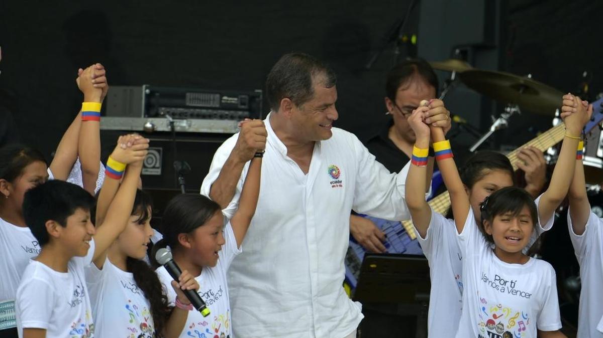 El presidente de Ecuador, Rafael Correa, participa el sábado en un evento de celebración del noveno aniversario de su gobierno en Guayaquil.