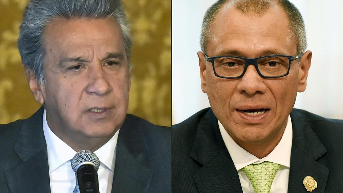 El presidente de Ecuador, Lenín Moreno, y el vicepresidente Jorge Glas.