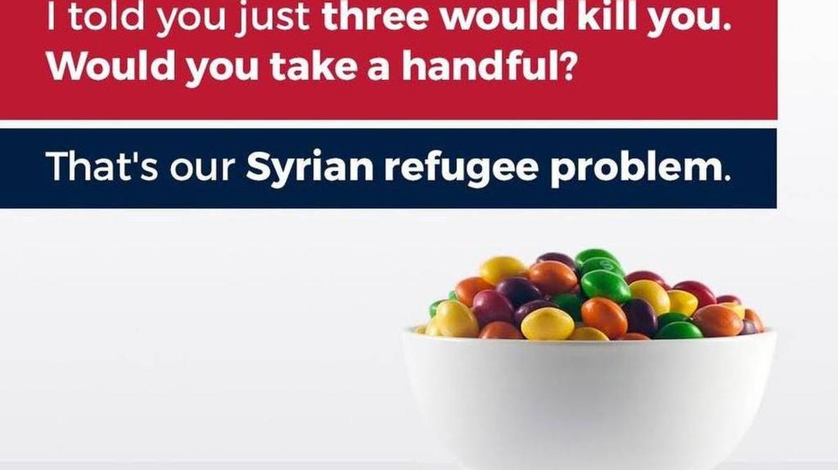Esta imagen fue compartida por Donald Trump Jr. en un mensaje en Twitter para rechazar la entrada de refugiados a Estados Unidos, una política que piensa implementar su padre.