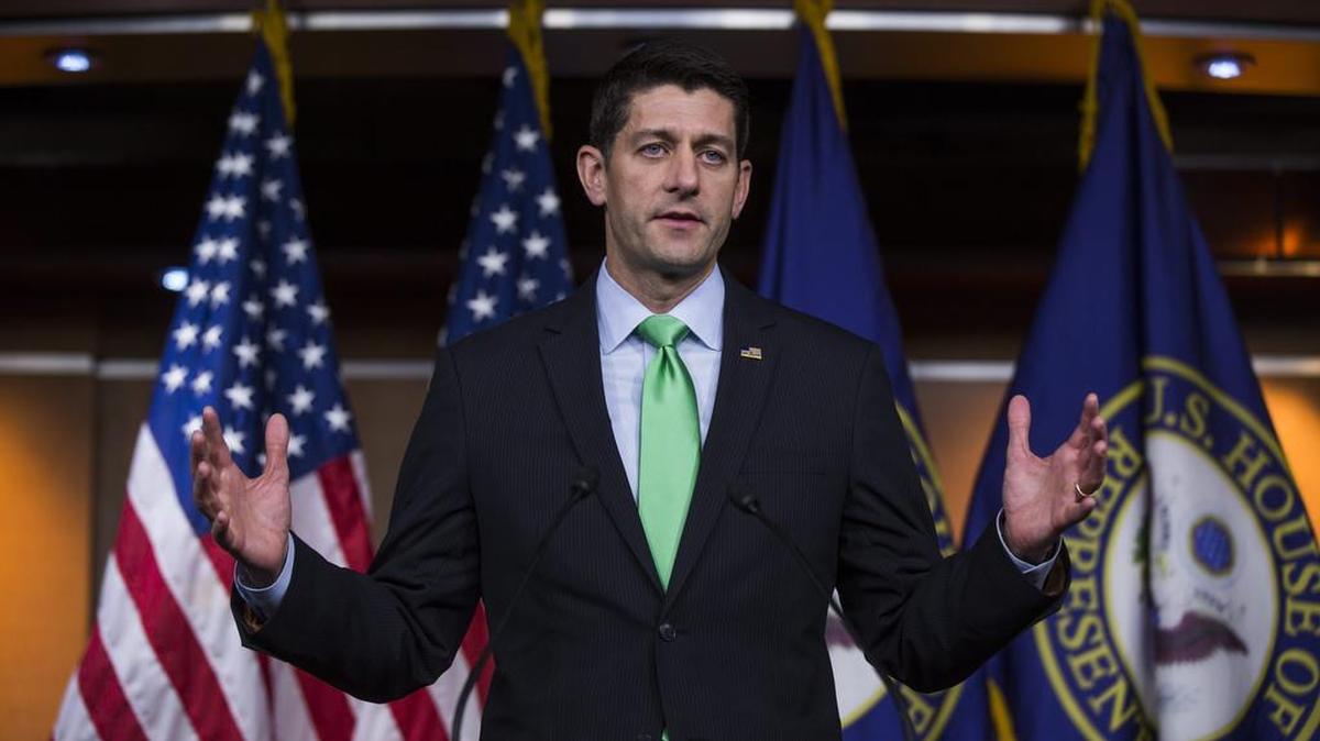 Fotografía de archivo del 28 de abril de 2016 de el presidente de la Cámara de Representantes, Paul Ryan, durante una conferencia de prensa en Washington (Estados Unidos).