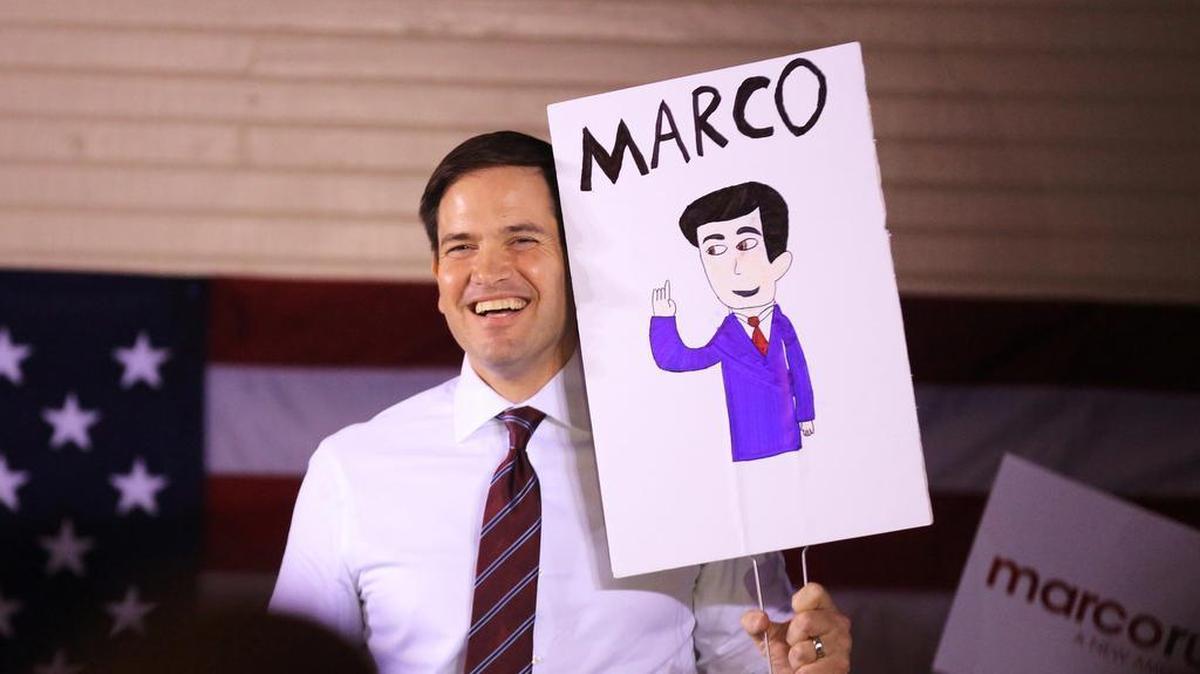 El precandidato republicano Marco Rubio en Pensacola, Florida.