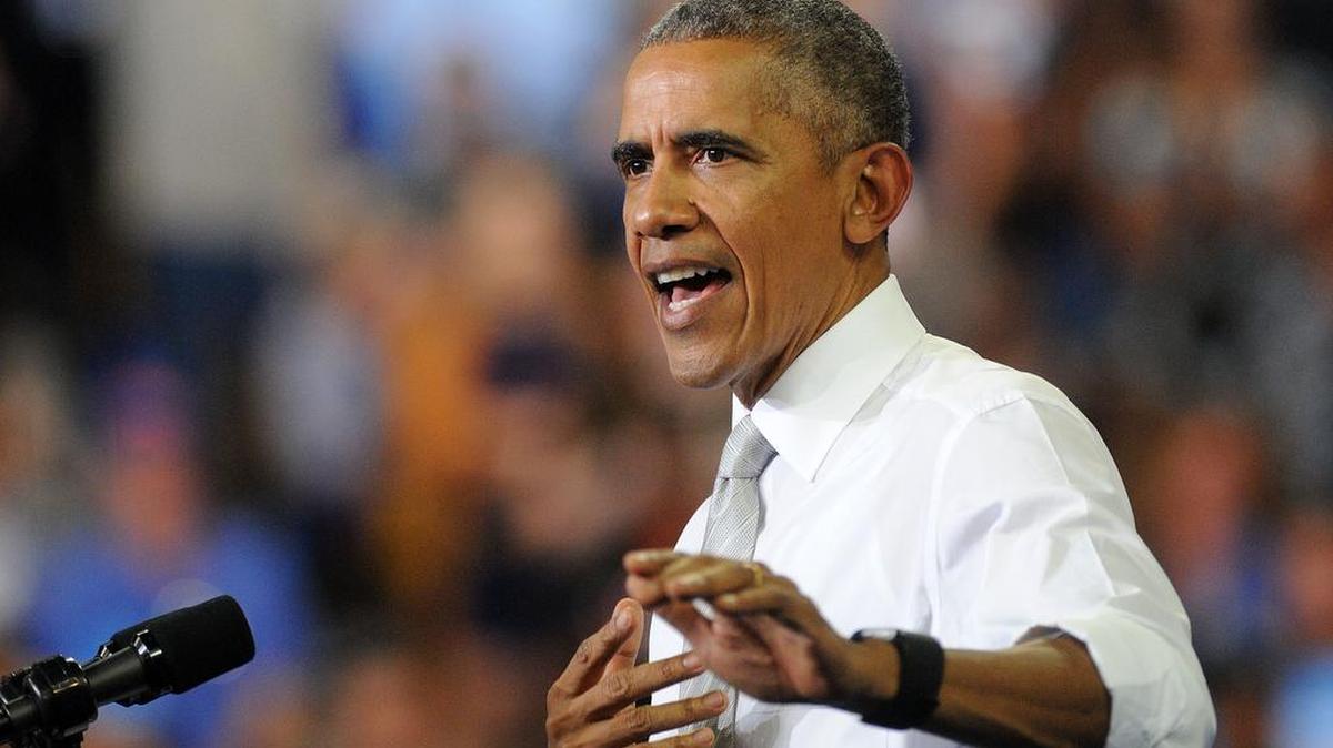 El presidente de Estados Unidos, Barack Obama, participa en un evento de campaña presidencial de Hillary Clinton el viernes 28 de octubre de 2016, en la Universidad Central de la Florida, en Orlando.