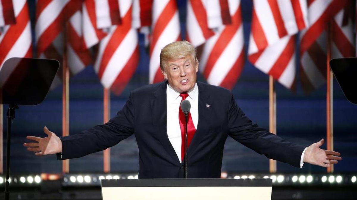 Donald Trump durante un discorso en Cleveland, Ohio.