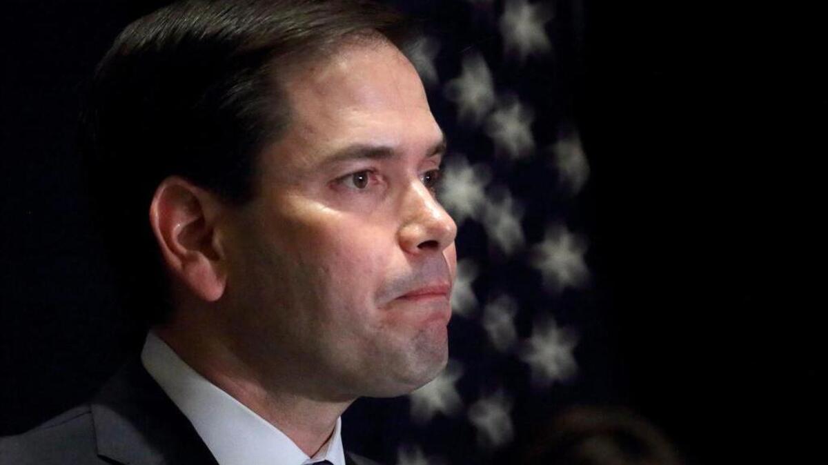El senador estadounidense Marco Rubio el martes 15 de marzo de 2016, en Miami, Florida (EE.UU.) donde reconoció su derrota en las elecciones primarias del Partido Republicano en Florida.