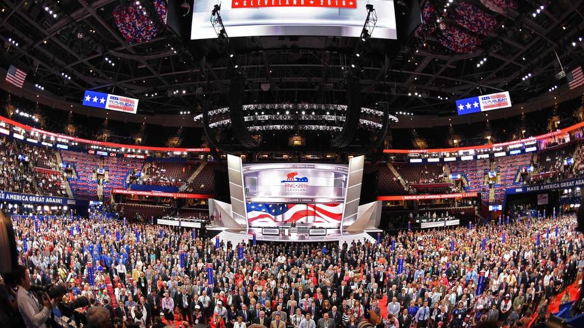 Vista de la primera jornada del Convención Nacional Republicana en Cleveland, Ohio.
