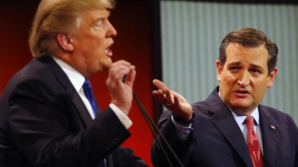 Los precandidatos republicanos Donald Trump y Ted Cruz.