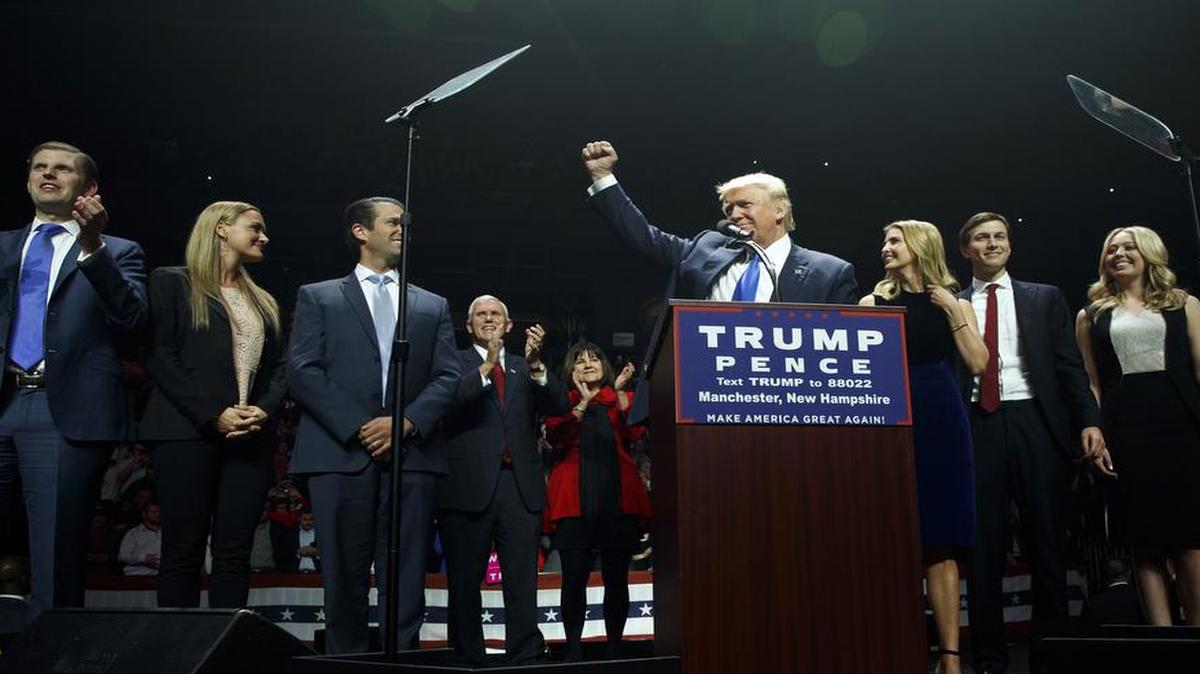 El candidato Donald Trump en un evento de campaña en Manchester, este 7 de noviembre de 2016.