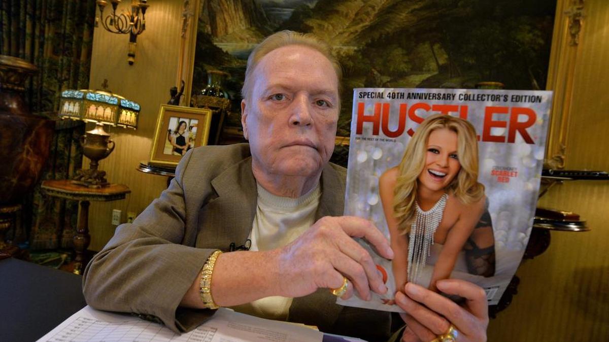 (Archivos) Esta foto de archivo tomada el 26 de agosto, 2014 muestra al magnate de la pornografía Larry Flynt hablando del 40 aniversario de la revista 'Hustler' en sus oficinas en Beverly Hills, California.