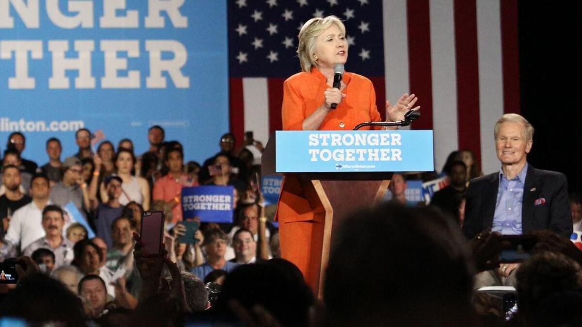 Hillary Clinton durante un acto electoral en Kissimmee, Florida.