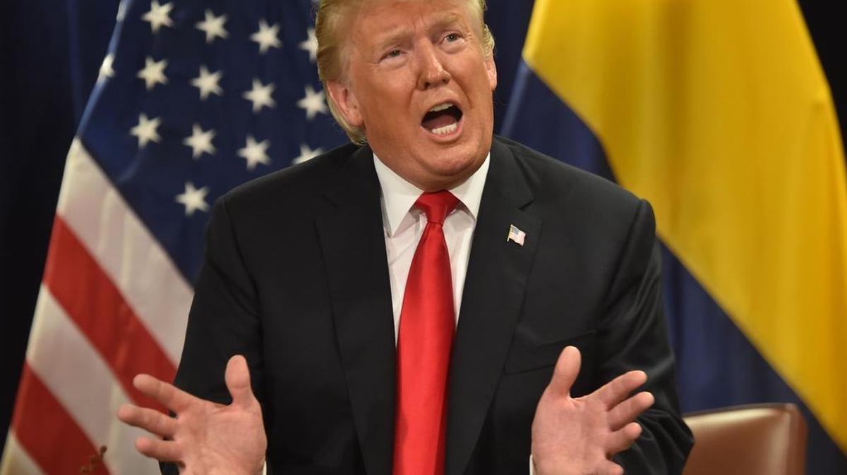 El presidente de los Estados Unidos, Donald Trump, habla durante su reunión con el presidente colombiano Iván Duque en las Naciones Unidas en Nueva York el 25 de septiembre de 2018.