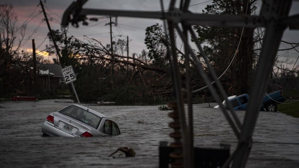 Calles inundadas en Panama City, Florida, después de que el huracán Michael tocó tierra el 10 de octubre de 2018.