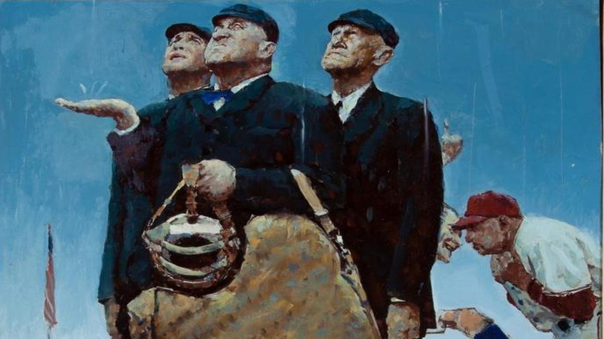 Esta foto sin fecha proporcionada por Heritage Auctions muestra una representación de Norman Rockwell de una de sus pinturas más conocidas. La prestación se ha vendido en subasta por $1.6 millones de dólares. Heritage Auctions dice que la pintura se vendió el domingo 20 de agosto de 2017 en Dallas a un comprador que quiere permanecer en el anonimato.