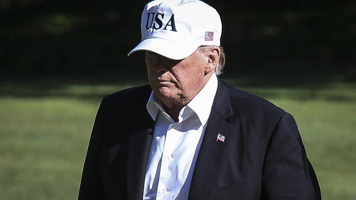 El presidente de EEUU, Donald J. Trump llega a la Casa Blanca en Washington, DC, el 8 de julio de 2018.