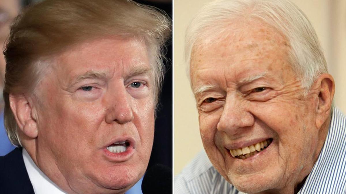 Composición de fotografías del presidente de EEUU, Donald Trump, y el ex mandatario Jimmy Carter.