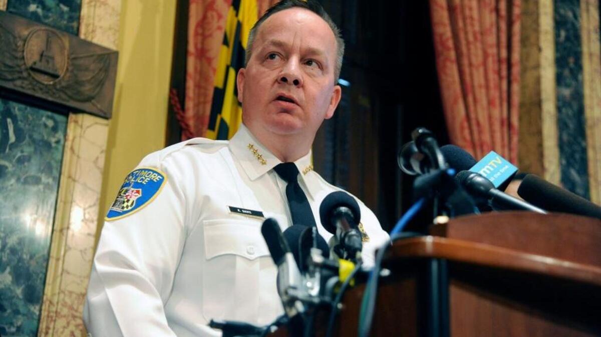 El jefe de la Policía de Baltimore Kevin Davis durante una conferencia de prensa el miércoles en la sede del gobierno local.