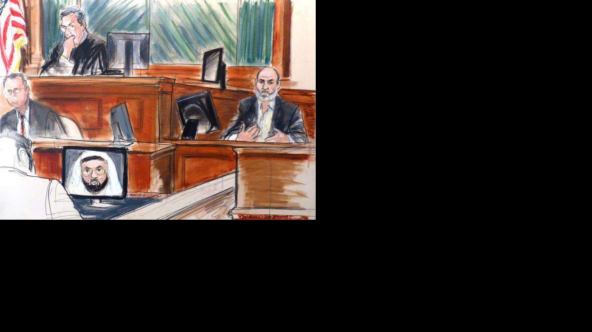 <cutline_leadin>Un boceto</cutline_leadin> de la corte donde el yerno de Osama bin Laden y ex portavoz de Al Qaida, Suleimán Abu Ghaith, fue condenado a cadena perpetua este martes en NY.<252>