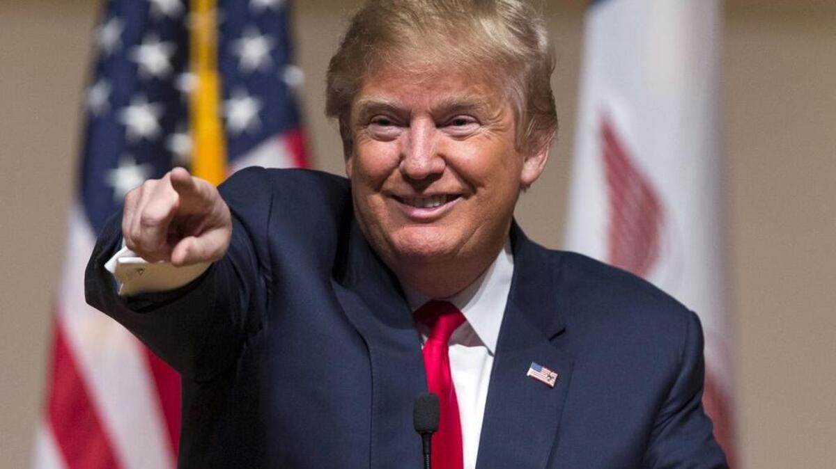 Donald Trump en un evento en Sioux Center, Iowa.