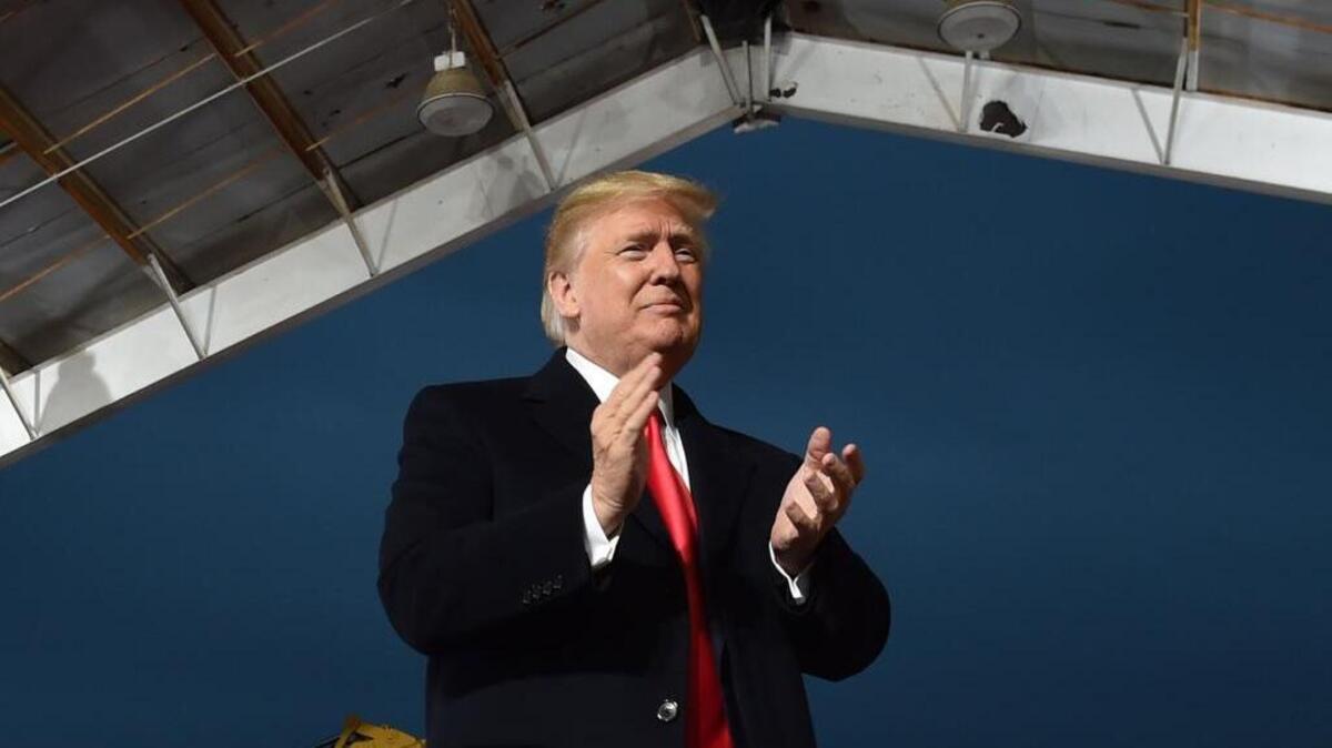 El 12 de octubre de 2018, el presidente de Estados Unidos, Donald Trump, llega a un mitin de “Make America Great Again” en Lebanon, Ohio.