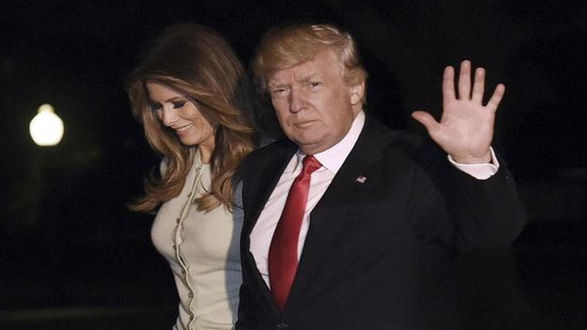 El Presidente de los Estados Unidos Donald J. Trump y la primera dama Melania Trump regresan a la Casa Blanca en Washington, DC, EEUU.