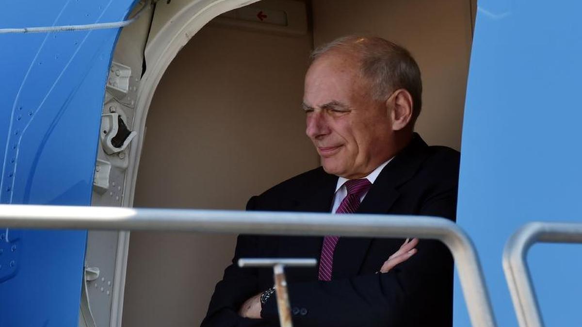El jefe de gabinete de la Casa Blanca, John Kelly, a su llegada a Reno, Nevada, el 23 de agosto de 2017.